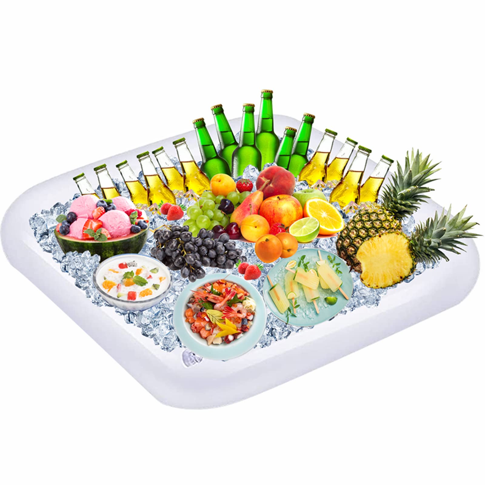 AMind4U 4PCS Inflatable Ice Serving Bars Party Cooler Drink Cooler for Parties Food Drink Containers Inflatable Ice Tray Salad Bar Party Supplies 23.6INCH (SMALL)