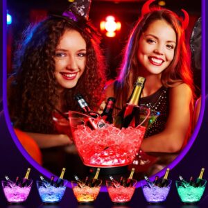 LED Ice Buckets 5L Clear Plastic Ice Bucket Large Capacity Light Ice Bucket RGB Colorful LED Cooler Bucket Champagne Wine Ice Beer Buckets with Lights for Party Home Bar Club (6 Pcs)