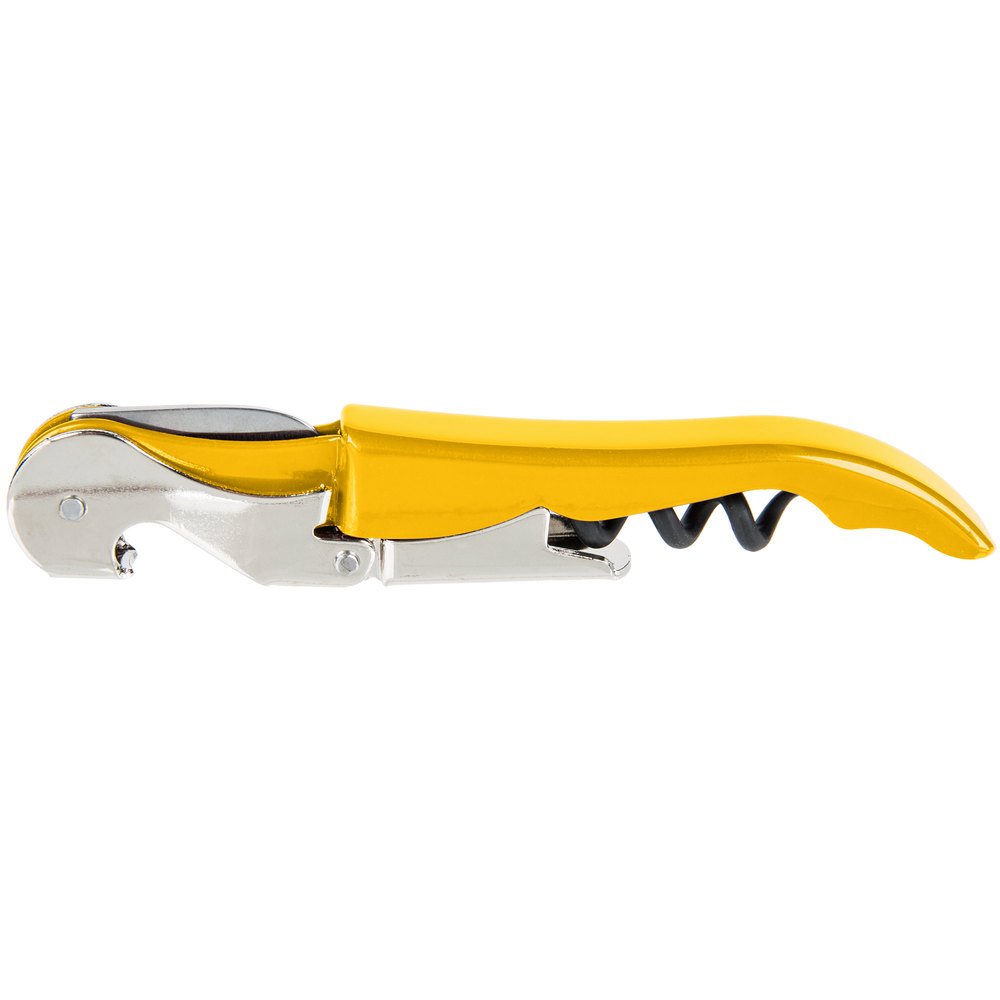 Pulltap's Double-Hinged Waiters Corkscrew, Wine Opener and Foil Cutter, Beer Bottle Opener, Yellow