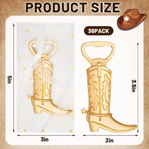 36 Pieces Cowboy Boot Bottle Openers Baby Shower Bottle Opener Favors for Guest Bridal Shower Party Bottle Opener Gifts for Baby Shower Wedding Birthday Party Favor Decoration Supplies (Gold)