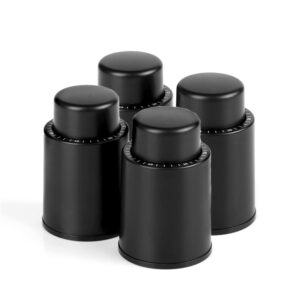 Loboo Idea Wine Pump Vacuum Stoppers, Wine Savers Vacuum Pump Stoppers For Glass Bottles (Black, 6pcs/box)