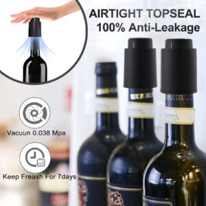 Loboo Idea Wine Pump Vacuum Stoppers, Wine Savers Vacuum Pump Stoppers For Glass Bottles (Black, 6pcs/box)