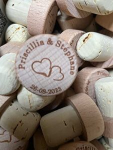 personalized wine bottle stopper,customized love shape custom anniversary name date engraved wooden cork bottle stopper wedding favors, wood engraved wedding gift,custom,10pcs