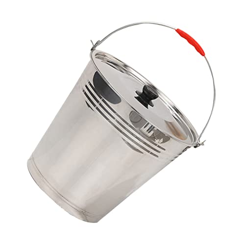 HEMOTON 1pc Milk Bucket Ranch Milking Bucket Container with Lid Household Ice Container Buckets with Lids Wine Ice Bucket Charcoal Bucket Stainless Steel Manure Bucket Thicken