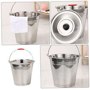 HEMOTON 1pc Milk Bucket Ranch Milking Bucket Container with Lid Household Ice Container Buckets with Lids Wine Ice Bucket Charcoal Bucket Stainless Steel Manure Bucket Thicken