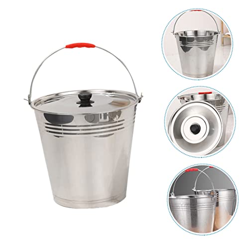 HEMOTON 1pc Milk Bucket Ranch Milking Bucket Container with Lid Household Ice Container Buckets with Lids Wine Ice Bucket Charcoal Bucket Stainless Steel Manure Bucket Thicken