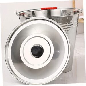 HEMOTON 1pc Milk Bucket Ranch Milking Bucket Container with Lid Household Ice Container Buckets with Lids Wine Ice Bucket Charcoal Bucket Stainless Steel Manure Bucket Thicken