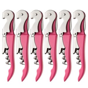 jxs 6 packs professional waiters corkscrew, pink wine keys for bartenders