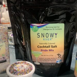 Snowy River Pride Cocktail Salt-Sugar Blend - Naturally Colored Margarita Salt with Sugary hints, Margarita Rimmer, Beverage Rimmer, Cocktail Rimming Salt, Decorative Salt, Kosher (16oz Bag)