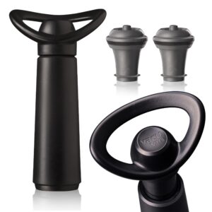 vacu vin wine saver concerto - black - 1 pump 2 stoppers - wine stoppers for bottles with vacuum pump and pourer - reusable - made in the netherlands