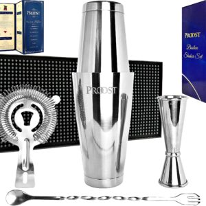 Boston Shaker Set with Bar Mat, Cocktail Shaker Set - Bartender Kit, Perfect Bar Set for Home Bar with Essential Bar Tools