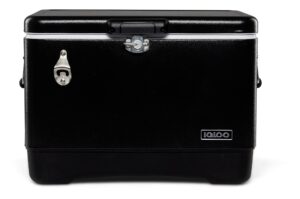 igloo black 54 qt legacy steel belted cooler with bottle opener