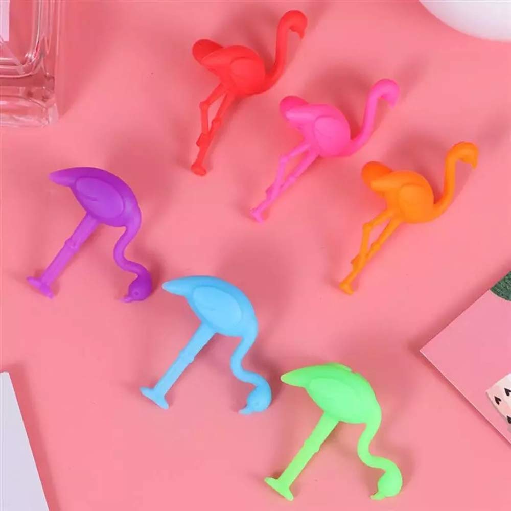 Sayna Wine Glass Charms Drink Markers 12PCS Cute Flamingo Glass Identifiers for Wine Tasting Party Favors Reusable Silicone Wine Glass Tag Wine Party Supplies Drinking Gifts