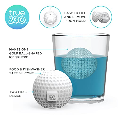 True Zoo Golf Ball Ice Mold, Dishwasher Safe Novelty Silicone 2 Inch Ice Sphere Maker for Sports Fans, Set of 1