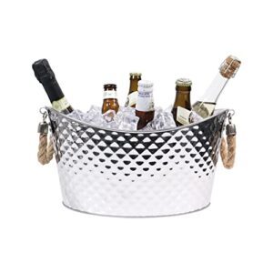 tnoeuz 9l large ice bucket, stainless steel beverage tub with double handles, champagne bucket for weddings,family party and business party