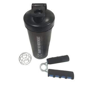 EnjoyTheMovemnt Classic Shaker Bottle Perfect for Protein Shakes and Pre Workout ,28-Ounce, GRIP STRENGTH, Black ,white, 22x10.2x10.2 cm