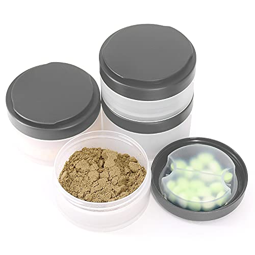 Hydro2Go 2pc Protein Jars with Pill Tray, Replacement Storage Container for 16oz Shaker Bottle with Twist & Lock on System. Perfect for Powders, Supplements in Sports Activities (gray)