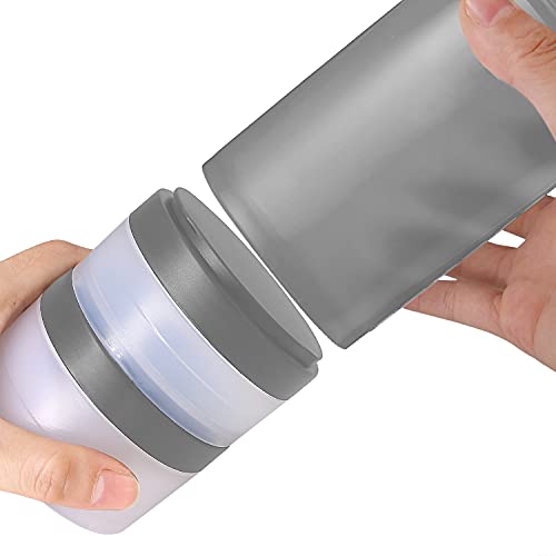 Hydro2Go 2pc Protein Jars with Pill Tray, Replacement Storage Container for 16oz Shaker Bottle with Twist & Lock on System. Perfect for Powders, Supplements in Sports Activities (gray)