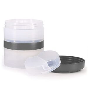 Hydro2Go 2pc Protein Jars with Pill Tray, Replacement Storage Container for 16oz Shaker Bottle with Twist & Lock on System. Perfect for Powders, Supplements in Sports Activities (gray)