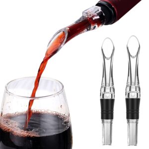 2 pack portable wine aerator pourer spout,premium red wine air aerator prevents drips & spills,suitable for most wine bottles
