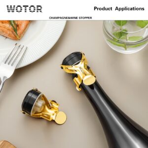 WOTOR Champagne&Wine Stopper Stainless Steel with Food Grade Silicone, Leakproof Keep Fresh, Reusable Saver for Wine, Champagne, Cava, Prosecco and Sparkling, Wine Cork, Sealer(4 Pack Multicolor）