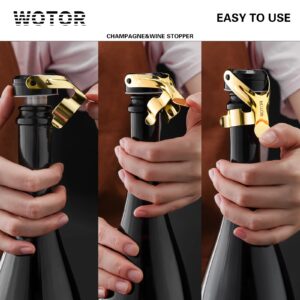 WOTOR Champagne&Wine Stopper Stainless Steel with Food Grade Silicone, Leakproof Keep Fresh, Reusable Saver for Wine, Champagne, Cava, Prosecco and Sparkling, Wine Cork, Sealer(4 Pack Multicolor）