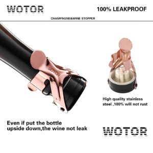 WOTOR Champagne&Wine Stopper Stainless Steel with Food Grade Silicone, Leakproof Keep Fresh, Reusable Saver for Wine, Champagne, Cava, Prosecco and Sparkling, Wine Cork, Sealer(4 Pack Multicolor）