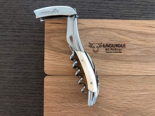 Laguiole En Aubrac Sommelier Waiter's Corkscrew, Zebu Bone Handle, Wine Opener With Foil Cutter & Bottle Opener