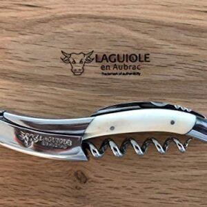 Laguiole En Aubrac Sommelier Waiter's Corkscrew, Zebu Bone Handle, Wine Opener With Foil Cutter & Bottle Opener