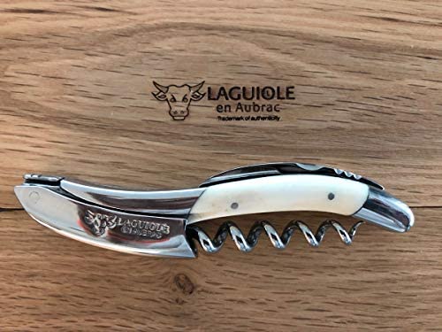 Laguiole En Aubrac Sommelier Waiter's Corkscrew, Zebu Bone Handle, Wine Opener With Foil Cutter & Bottle Opener