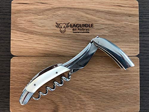 Laguiole En Aubrac Sommelier Waiter's Corkscrew, Zebu Bone Handle, Wine Opener With Foil Cutter & Bottle Opener