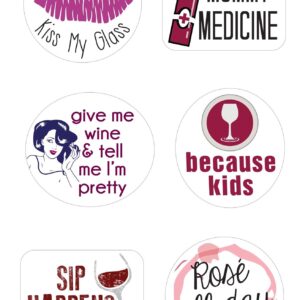 Twerp Funny Wine Glass Markers | Stickers for Stemless Wine Glasses | Set of 12 Static Cling, REUSABLE Stickers | Funny Wine Party Supplies | Great Alternative to Wine Charms