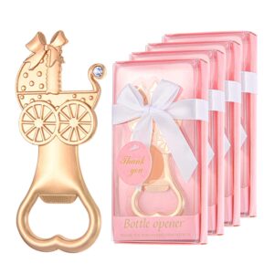 24 pieces/packs pink baby carriage shaped bottle openers，girl or boy baby shower favors, gifts or decorations for guests with gift boxes party return souvenirs giveaways bulk