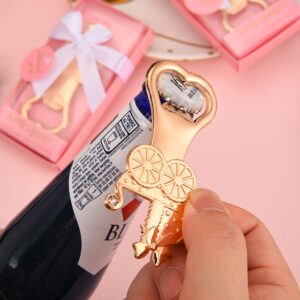 24 Pieces/packs Pink Baby Carriage Shaped Bottle Openers，Girl or Boy Baby Shower Favors, Gifts or Decorations for Guests with Gift Boxes Party Return Souvenirs Giveaways Bulk