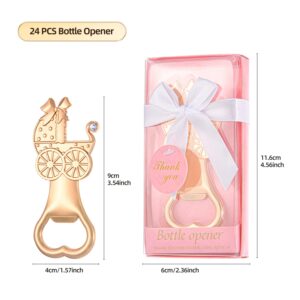 24 Pieces/packs Pink Baby Carriage Shaped Bottle Openers，Girl or Boy Baby Shower Favors, Gifts or Decorations for Guests with Gift Boxes Party Return Souvenirs Giveaways Bulk