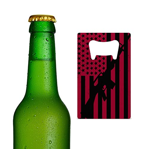 Vintage American Gun Flag Credit Card Bottle Opener Stainless Steel Flat Beer Wine Bottle Opener for Party Wedding Favor