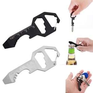 cobee keychain bottle opener multi tool, 2 pcs 6-in-1 keychain pocket tool for bottle opener, screwdriver, ruler, wrench, bit driver, file perfect gifts for boyfriends husband father