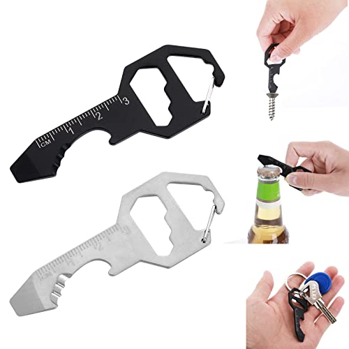 Cobee Keychain Bottle Opener Multi Tool, 2 Pcs 6-in-1 Keychain Pocket Tool for Bottle Opener, Screwdriver, Ruler, Wrench, Bit Driver, File Perfect Gifts for Boyfriends Husband Father