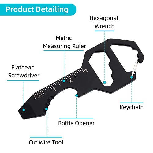 Cobee Keychain Bottle Opener Multi Tool, 2 Pcs 6-in-1 Keychain Pocket Tool for Bottle Opener, Screwdriver, Ruler, Wrench, Bit Driver, File Perfect Gifts for Boyfriends Husband Father
