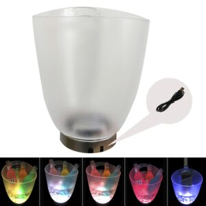 pesandy led ice bucket, 4l large capacity wine ice bucket drink containers with multi colors changing for party/home/bar, waterproof champagne retro wine drink beer beverage ice bucket battery powered