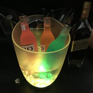 PeSandy LED Ice Bucket, 4L Large Capacity Wine Ice Bucket Drink Containers with Multi Colors Changing for Party/Home/Bar, Waterproof Champagne Retro Wine Drink Beer Beverage Ice Bucket Battery Powered