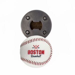 buffalo bottlecraft boston bottle opener, made from a real baseball, the baseballopener, cap catcher, fridge magnet