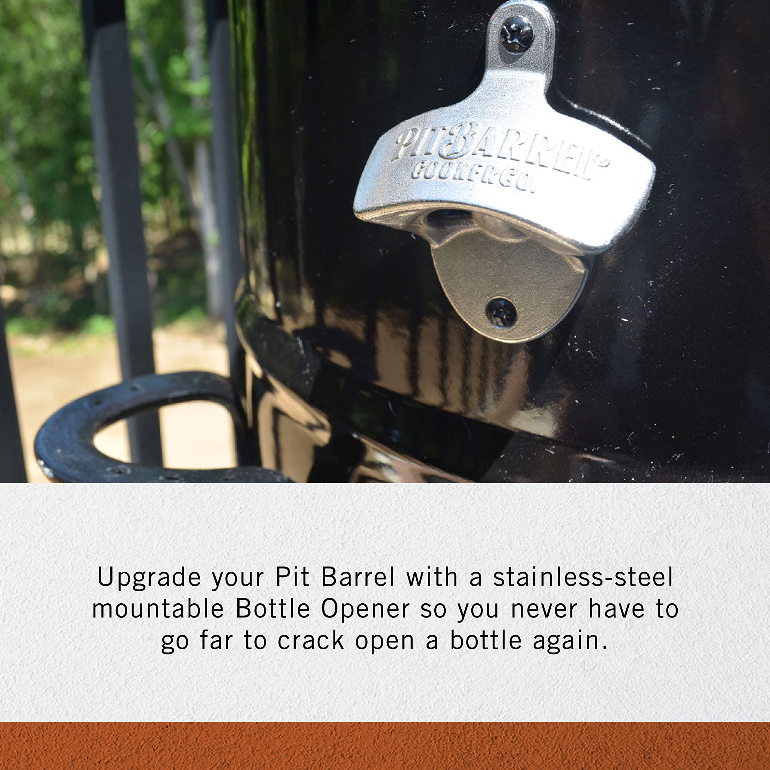 Pit Barrel Cooker Bottle Opener | Stainless Steel Wall Mount Bottle Opener | Install Indoors, Outdoors or Attach to Pit Barrel Grill | Stainless Steel