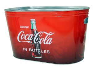 the tin box company coca cola large galvanized party tub with handles, red