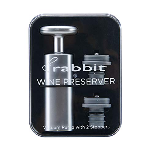 Rabbit Wine Preserver with Two Vacuum Stoppers, Standard, Silver