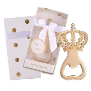 pack of 24 gold crown bottle opener wedding favors,party favors for guest souvenir gift for baby shower birthday party decorations and supplies by layseri (crown white, 24)