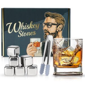 vzlive six whiskey stones set, valentines day gifts for men boyfriend husband dad, reusable ice cube for drinking, anniversary birthday gift ideas for him, cool gadgets for whisky lovers