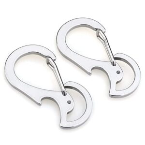 SUPDMZJ 2pcs Stainless Steel 420 Multifunctional Key Chain, Backpack Hook, Carabiner, Bottle Opener.