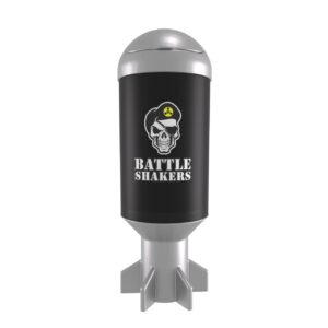 battle shakers mortar shaker cup | military themed shaker bottle | leak-proof protein cup with storage compartment | mix protein powders & more | durable & dishwasher safe | 20 oz black/silver