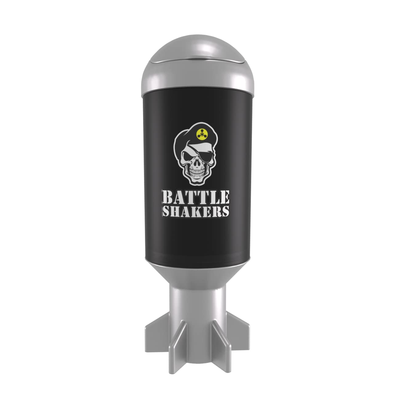 Battle Shakers Mortar Shaker Cup | Military Themed Shaker Bottle | Leak-Proof Protein Cup with Storage Compartment | Mix Protein Powders & More | Durable & Dishwasher Safe | 20 Oz Black/Silver